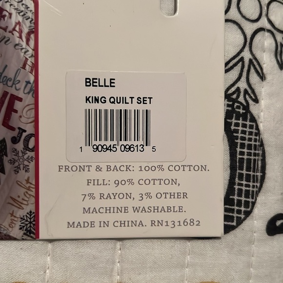 NWT Holiday Christmas “Belle” King Cotton Quilt Set - Picture 5 of 5